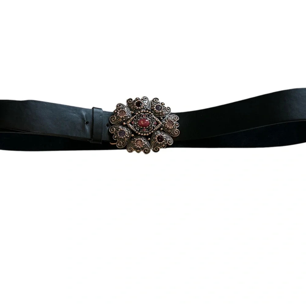 Jeweled Leather Belt, Medium Size